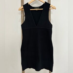 House of Harlow 1960 Black Ribbed Knit Plunge V-Neck Mini Dress Women’s Size M
